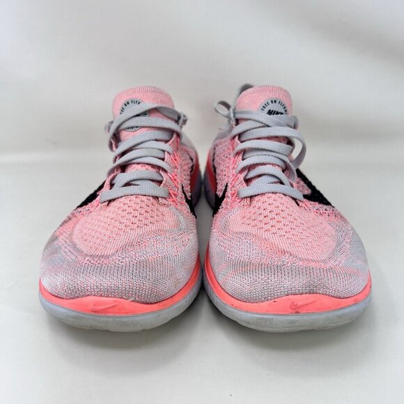 Nike Free RN Flyknit 2017 Running Shoes Gray Orange Women’s Size 7 - Picture 3 of 9